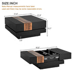Square Coffee Table with Sliding Tabletop and Hidden Storage