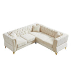 81.5 Chesterfield Chenille L-Shaped Corner Sectional Sofa with Tufted Backrest