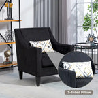 Black Modern 26.8 Arm Chair with Rubber Wood Legs