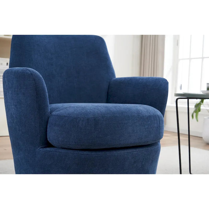 29.3 Upholstered Swivel Barrel Chair with Stainless Steel Base
