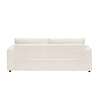 White 79.3 Corduroy 3-Seater Sofa with 4 Toss Pillows, Spring Cushion
