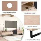 Natural+Black 70.9 TV Stand with Double Storage for 80 TVs