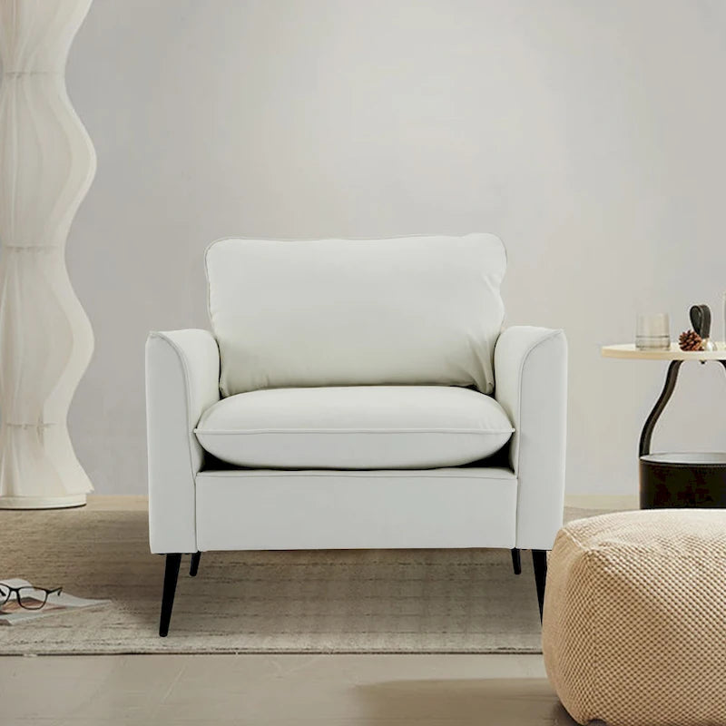 Cat paw leather upholstered sofa 1PC Cream White