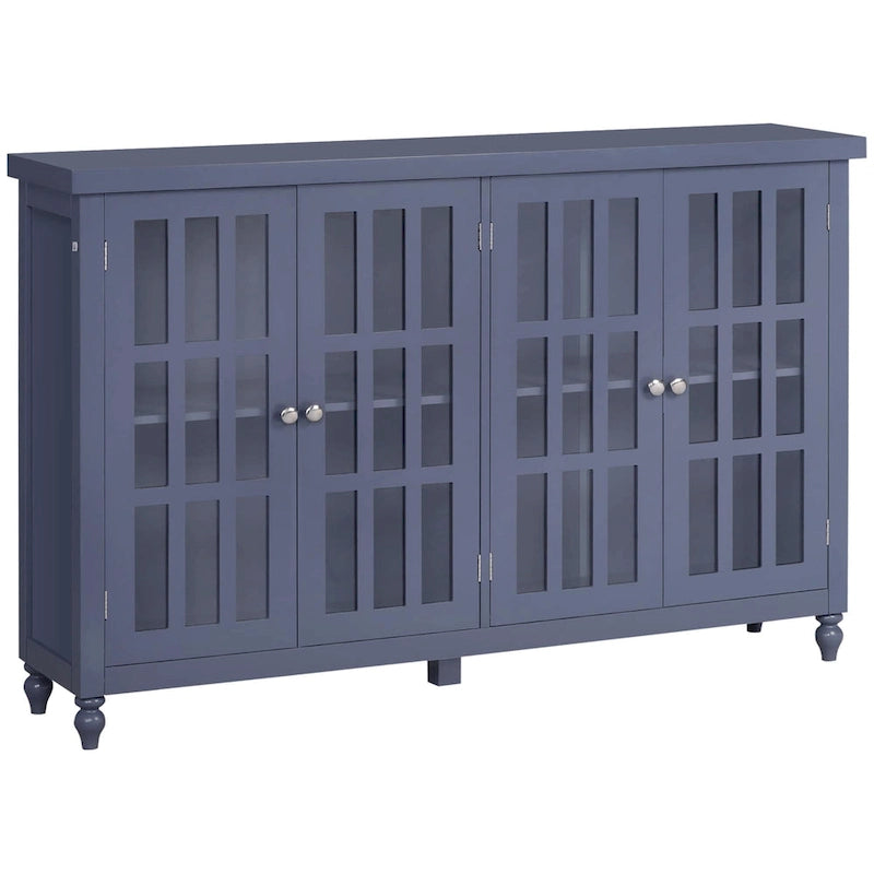Modern Sideboard Buffet Cabinet with Tempered Glass Doors and Adjustable Shelves