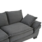 85.4 Modern Curved Sofa, Back Upholstered Couch with 2 Decorative Throw Pillows, Corduroy Fabric Couch