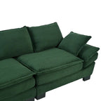 85.4 Modern Curved Sofa, Back Upholstered Couch with 2 Decorative Throw Pillows, Corduroy Fabric Couch
