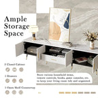 71 Modern TV Stand with 2 Cabinets& Open Compartments, Entertainment Center for TVs up to 80, Television Console