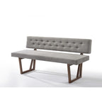 63-inch Gray and Brown Upholstered Linen Blend Dining Bench