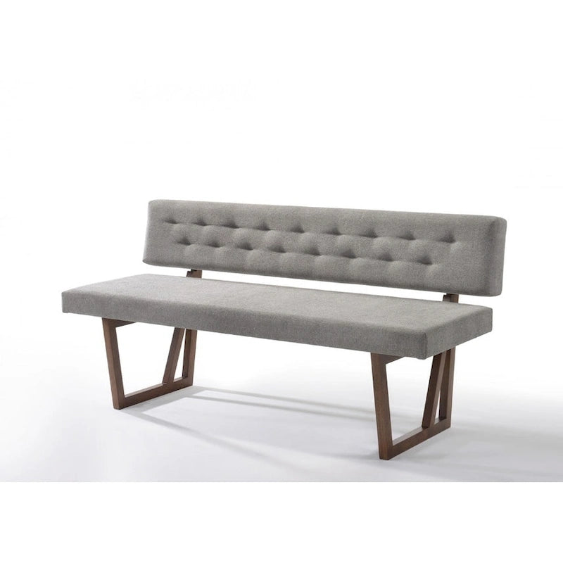 63-inch Gray and Brown Upholstered Linen Blend Dining Bench
