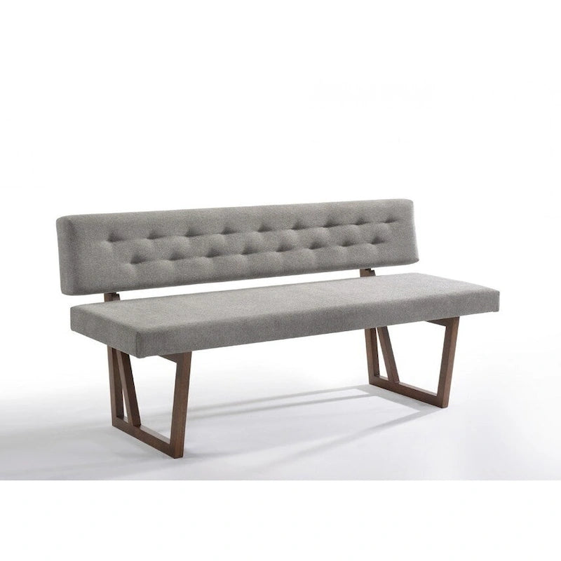 63-inch Gray and Brown Upholstered Linen Blend Dining Bench