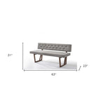 63-inch Gray and Brown Upholstered Linen Blend Dining Bench