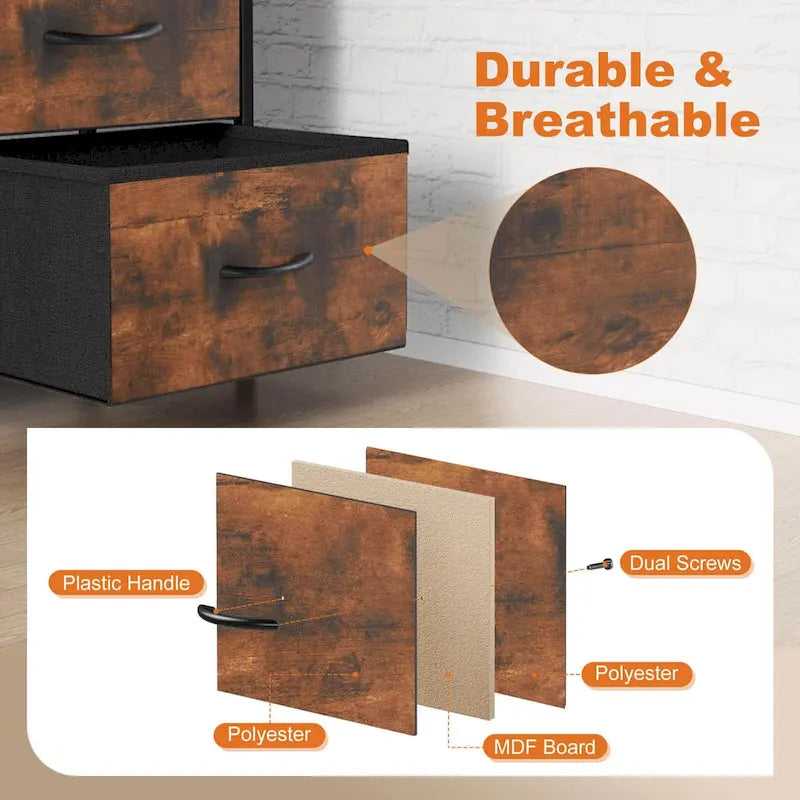 Modern Storage Cabinet with Fabric Drawers, Metal Frame, and Adjustable Feet for Home Entryway and Bedroom