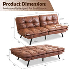 Faux Leather Sofa Memory Foam Loveseat Convertible Couch Bed