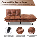 Faux Leather Sofa Memory Foam Loveseat Convertible Couch Bed