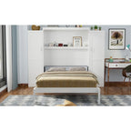 Queen Size Murphy Bed with Two Wardrobe and Storage Shelf