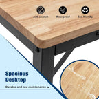 Industrial Workbench Desk with Adjustable Height and Wood Top and 4 Metal Feet for Garage and Workshop or Home Use