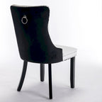High Back Dining Chairs Set of 2, Upholstered PU Leather Kitchen Chairs Side Chair with Rear Handle Wood Legs