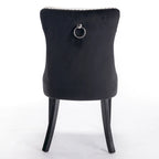 High Back Dining Chairs Set of 2, Upholstered PU Leather Kitchen Chairs Side Chair with Rear Handle Wood Legs