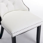 High Back Dining Chairs Set of 2, Upholstered PU Leather Kitchen Chairs Side Chair with Rear Handle Wood Legs