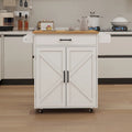 Kitchen Trolley Carts On Wheels Rolling Kitchen Island Cart W/Rubber-wood Countertop, With 1 Drawer 2 Doors, Towel Rack