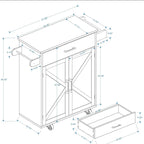 Kitchen Trolley Carts On Wheels Rolling Kitchen Island Cart W/Rubber-wood Countertop, With 1 Drawer 2 Doors, Towel Rack