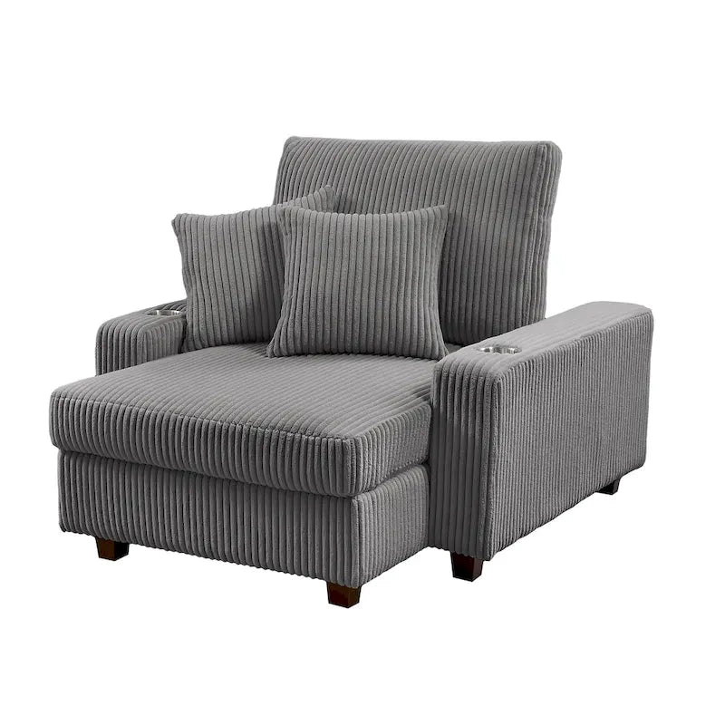 Upholstered Chaise Lounge with Adjustable Backrest Lounge Chair