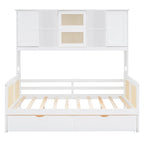 Modern Full Size Wood Daybed Storage Platform Bed Frame with All-in-One Cabinet, 2 Drawers and Shelf