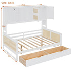 Modern Full Size Wood Daybed Storage Platform Bed Frame with All-in-One Cabinet, 2 Drawers and Shelf