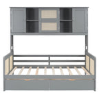 Modern Full Size Wood Daybed Storage Platform Bed Frame with All-in-One Cabinet, 2 Drawers and Shelf