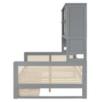 Modern Full Size Wood Daybed Storage Platform Bed Frame with All-in-One Cabinet, 2 Drawers and Shelf