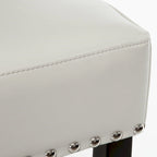 Roomfitters 30 Backless Leather Counter Stools, Set of 2 Upholstered Bar Height Chairs with Wood Frame, Ivory