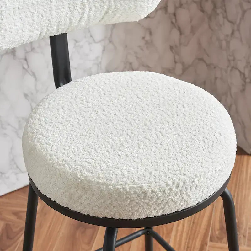 360 Swivel Bar Stools Set of 2,Boucle Counter Height Bar Chairs with Metal Legs for Kitchen Island, Dining Room