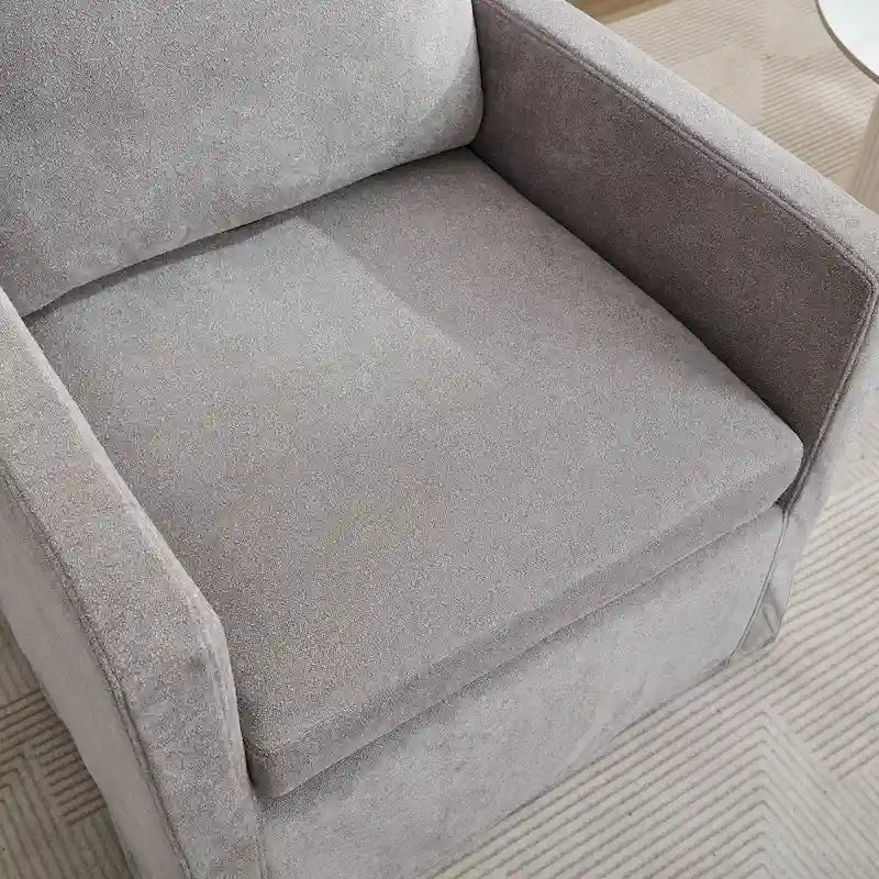 Swivel Accent Chair, Upholstered Skirted Swivel Chair with Removable Back Cushion, 360 Degree Comfy Armchair
