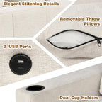 84.7 Chenille Sleeper Sectional Sofa with Storage & USB Ports