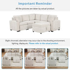 84.7 Chenille Sleeper Sectional Sofa with Storage & USB Ports