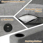 84.7 Chenille Sleeper Sectional Sofa with Storage & USB Ports