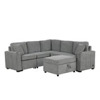84.7 Chenille Sleeper Sectional Sofa with Storage & USB Ports