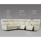 Genuine Leather Power Recliner Sectional Sofa with Console, Ajustable Headrest, USB&USB-C Port, 1 Power Armlesschair