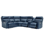 Genuine Leather Power Recliner Sectional Sofa with Console, Ajustable Headrest, USB&USB-C Port, 1 Power Armlesschair