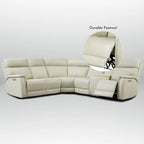 Genuine Leather Power Recliner Sectional Sofa with Console, Ajustable Headrest, USB&USB-C Port, 1 Power Armlesschair