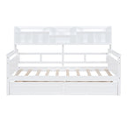 Twin Daybed with Storage Drawers & Shelves, Solid Wood Frame