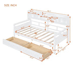 Twin Daybed with Storage Drawers & Shelves, Solid Wood Frame