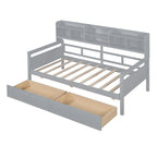 Twin Daybed with Storage Drawers & Shelves, Solid Wood Frame