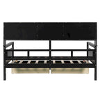Twin Daybed with Storage Drawers & Shelves, Solid Wood Frame
