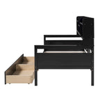 Twin Daybed with Storage Drawers & Shelves, Solid Wood Frame