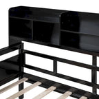 Twin Daybed with Storage Drawers & Shelves, Solid Wood Frame