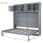 Queen Size Murphy Bed Wall Bed with Top Cabinets