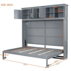 Queen Size Murphy Bed Wall Bed with Top Cabinets