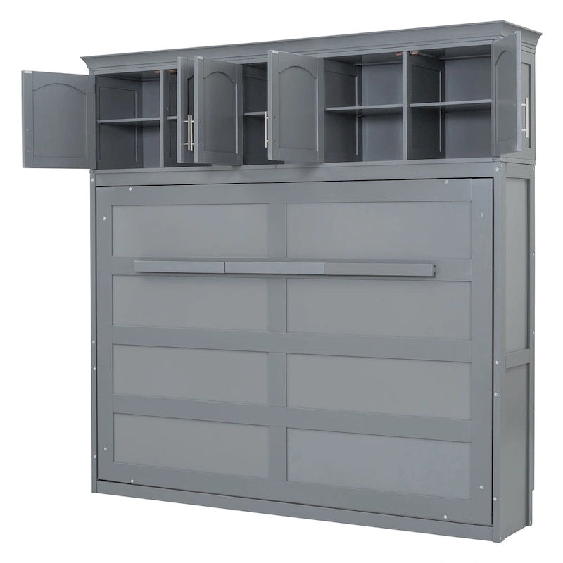 Queen Size Murphy Bed Wall Bed with Top Cabinets