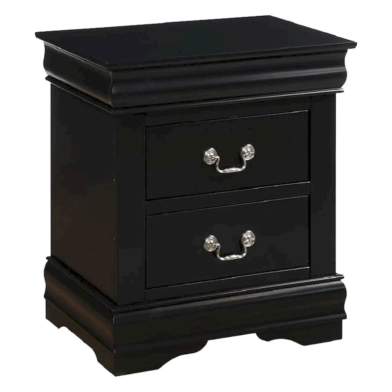 Fy Four Piece Queen Size Bedroom Set, Antique Nickel Metal Handles, Black